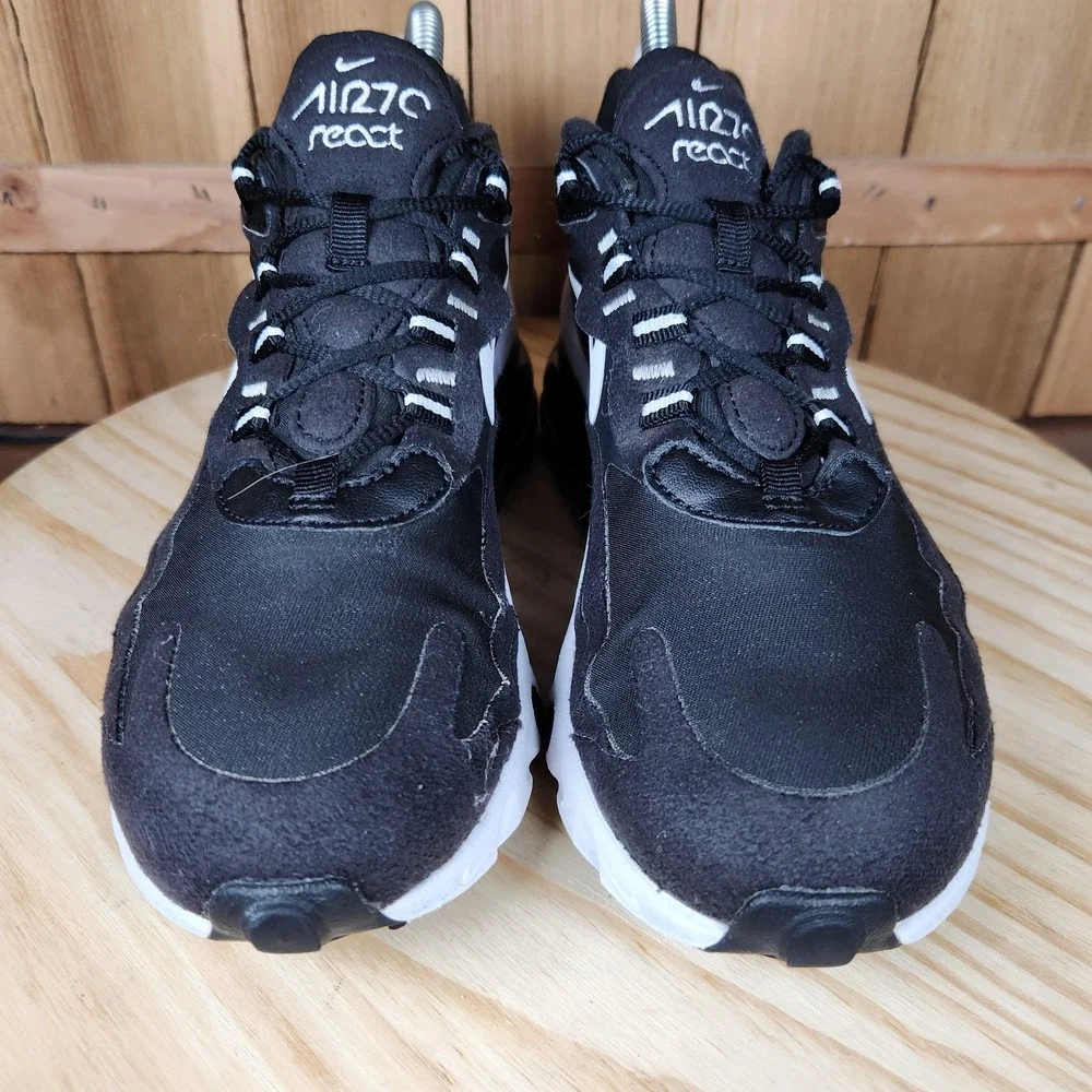 Nike Air‎ Max 270 React Shoes Womens 7.5 Black Mesh Running Sneakers AT6174-004